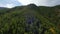Aerial view above raising up natural mountain summit amazing river valley panorama