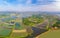 Aerial View above Security Lake National Wetland Park in spring, Huangshi, Hubei, China