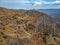 Aerial view of Acrocorinth the acropolis of ancient Corinth, Greece