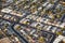 Aerial view across urban suburban community