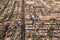 Aerial view across urban suburban community