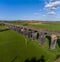 An aerial view across the western end of the Welland Valley viaduct in the UK