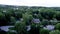 Aerial view of affluent suburban Philadelphia neighborhood in Radnor Township, Villanova, PA during summer time