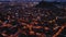 Aerial view of Afyonkarahisar city with Afyon castle on the rock in the evening, Turkey