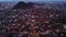 Aerial view of Afyonkarahisar city with Afyon castle on the rock in the evening, Turkey