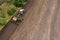 Aerial view of agricultural tractor