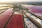 Aerial view of the Aigues-Mortes salt marsh Salin dâ€™Aigues-Mortes at sunset