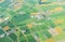 Aerial view from airplane of agriculture field in summer at hokkaido japan