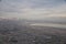 Aerial view from airplane of Antelope Island at sunset, view from Magna, sweeping cloudscape at sunrise with the Great Salt Lake