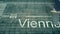 Aerial view of an airplane arriving to Vienna airport. Travel to Austria 3D rendering