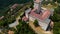 Aerial view of Albornoz fortress. Narni. Umbria. Italy. Summer sunny day. Concept of travel and vacation in Europe. Castle on top