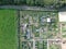 An aerial view of allotments set in a rural setting