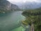 Aerial view, Almsee lake in the austrian alps