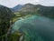 Aerial view, Almsee lake in the austrian alps