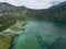 Aerial view, Almsee lake in the austrian alps