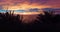 Aerial view amazing cloud in colorful sky at sunset above the ocean.