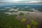 aerial view of the amazonas wilderness, with muddy waters and green vegetation