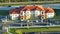 Aerial view of american apartment buildings in Florida residential area. New family condos as example of housing