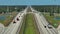 Aerial view of american freeway with many driving cars during rush hour in Florida. View from above of USA