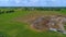 Aerial View of an Amish Barn Raising after a large fire destroyed them