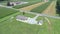 Aerial View of an Amish Farmland with an Amish One Room School House