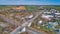 Aerial View of an Amish Mud Sale with Lots of Buggies and Farm Equipment