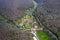 Aerial view of an ancient abbey in France, Abbaye de Fontenay Fontenay Abbey