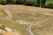 Aerial view of ancient balbals stone markers from the Burana tower, Kyrgyzst