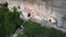 Aerial view of an Ancient chapel in a cave. Ojo Guarena, Burgos. Spain