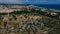 aerial view of The Ancient City of Side. Port. Peninsula. Turkey. Manavgat. Antalya. The largest amphitheater in Turkey.