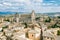 aerial view of ancient historical Orvieto Cathedral and buildings in Orvieto, Rome