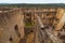 Aerial view of ancient ruins of Landstejn Castle. It is the oldest and best preserved Romanesque castle in Europe