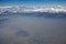 Aerial view of Andes and Santiago with smog