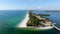 Aerial view of Anna Maria Island town and beaches