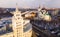 Aerial view of the Annunciation Cathedral and the tower of the Southern Railway building in city Voronezh