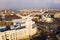 Aerial view of the Annunciation Cathedral and the tower of the Southern Railway building in city Voronezh