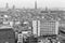 Aerial view of Antwerpen skyline at dusk