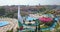 Aerial view of aquapark and large Bulgarian flag