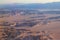 Aerial view of Arabian desert and mountain range Red Sea Hills near Hurghada, Egypt. View from airplane