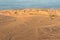 Aerial view on arabian desert and Red sea from the airplane