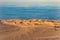 Aerial view on arabian desert and Red sea from the airplane