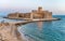 Aerial view of Aragonese Fortress at sunset, Calabria, Italy