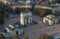 Aerial view of arch peace Arco Della Pace from Branca tower, Milan, Lombardy, Italy