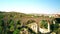 Aerial view of arched railway bridge in Spain