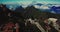 Aerial view architecture of the temple and pagoda on the top of the Fansipan mountain with a beautiful natural scenic of Sapa, Lao