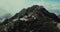 Aerial view architecture of the temple and pagoda on the top of the Fansipan mountain with a beautiful natural scenic of Sapa, Lao