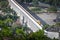 Aerial view of Arcos da Lapa Arches and Santa Teresa Tram - Rio de Janeiro, Brazil