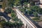 Aerial view of Arcos da Lapa Arches and Santa Teresa Tram - Rio de Janeiro, Brazil