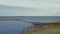 Aerial view Arctic Ocean in desert Novaya Zemlya.