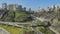 Aerial view of Armendariz downhill, Miraflores town and the Costa Verde reef in Lima, Peru.